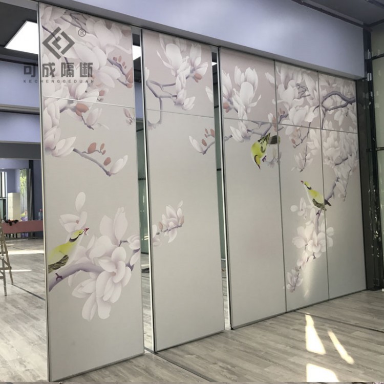 宴会厅移动隔断包厢可折叠移动壁画推拉屏风隔墙
