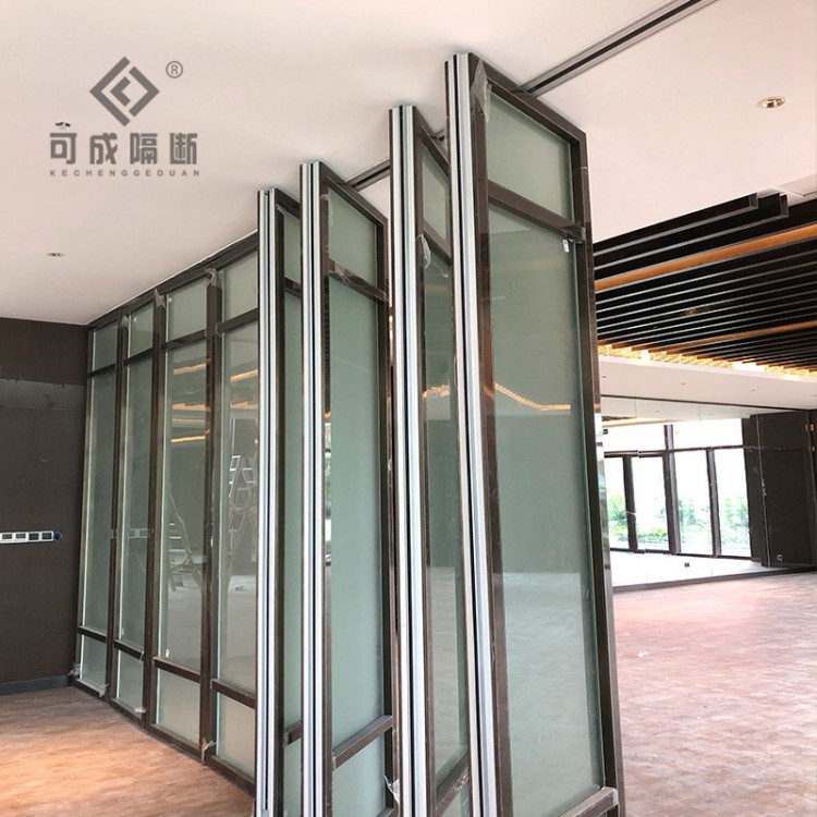 工艺玻璃餐厅活动隔断会议室可折叠移动隔断